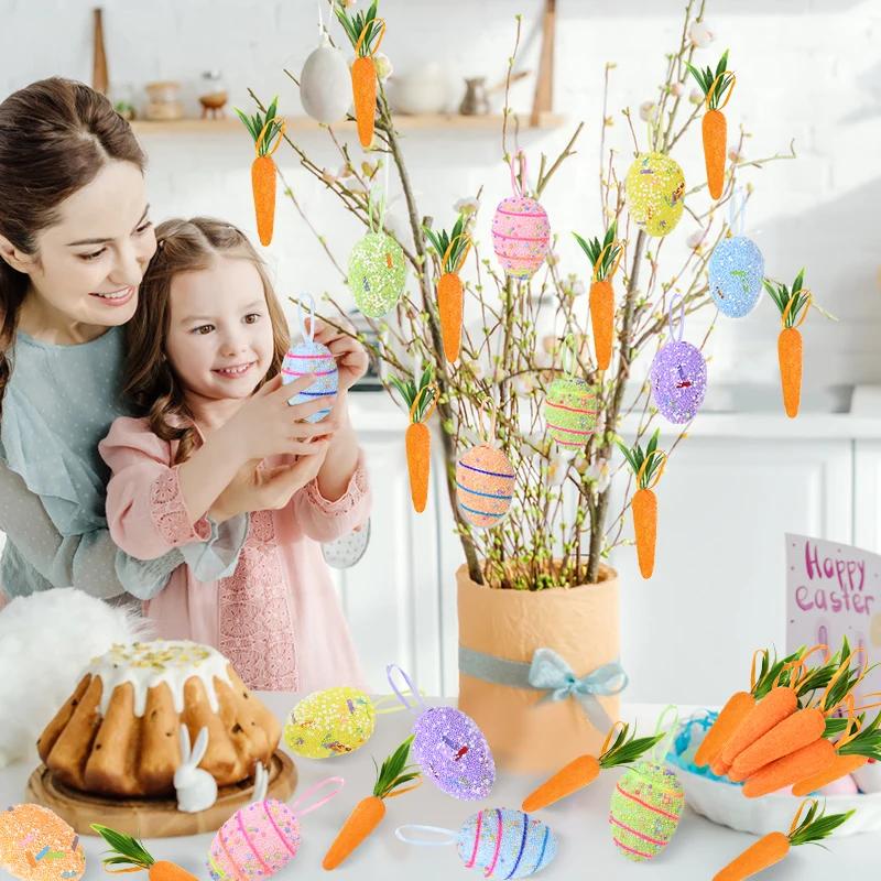 6-120PCS Easter Carrot Pendant Carrot Ornament Party Hanging Decor Festive Celebration Spring Home Decoration Decorative Accent