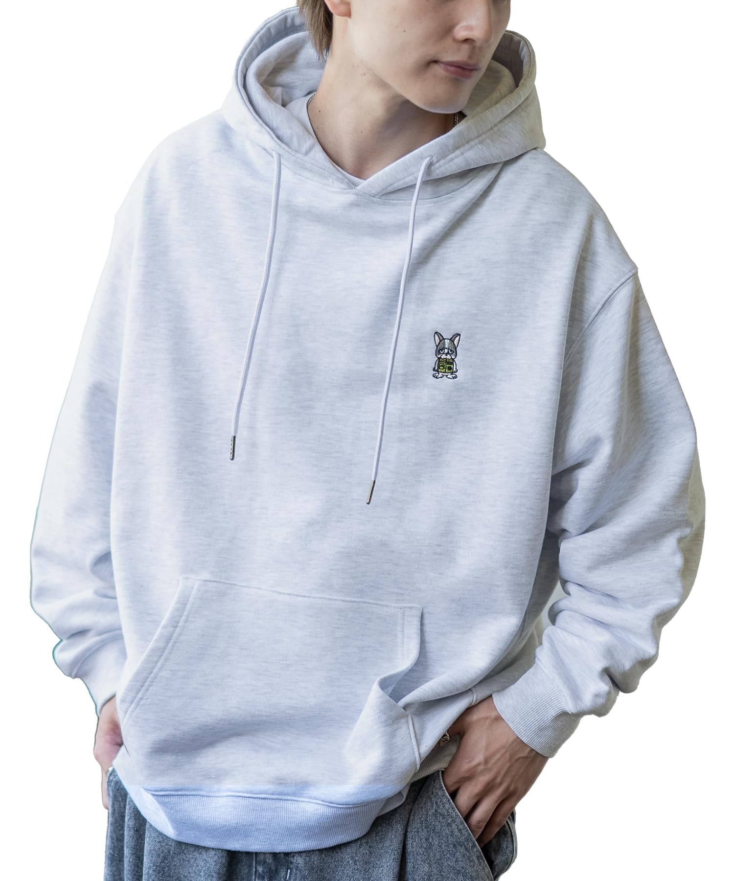 

IMPROMES Hooded Sweatshirt [SIDEWAYSTANCE] Men s Embroidered Fleece Pullover Hoodie, B-Ash