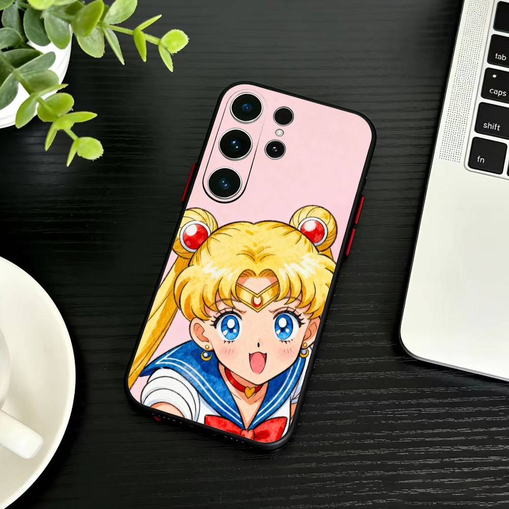 Cartoon G-Sailor M-Moons Phone Case For Samsung S26,S25,S24,S23,S22,S21,S20,S30,Ultra,Plus,Fe,Note,5G Black Cover
