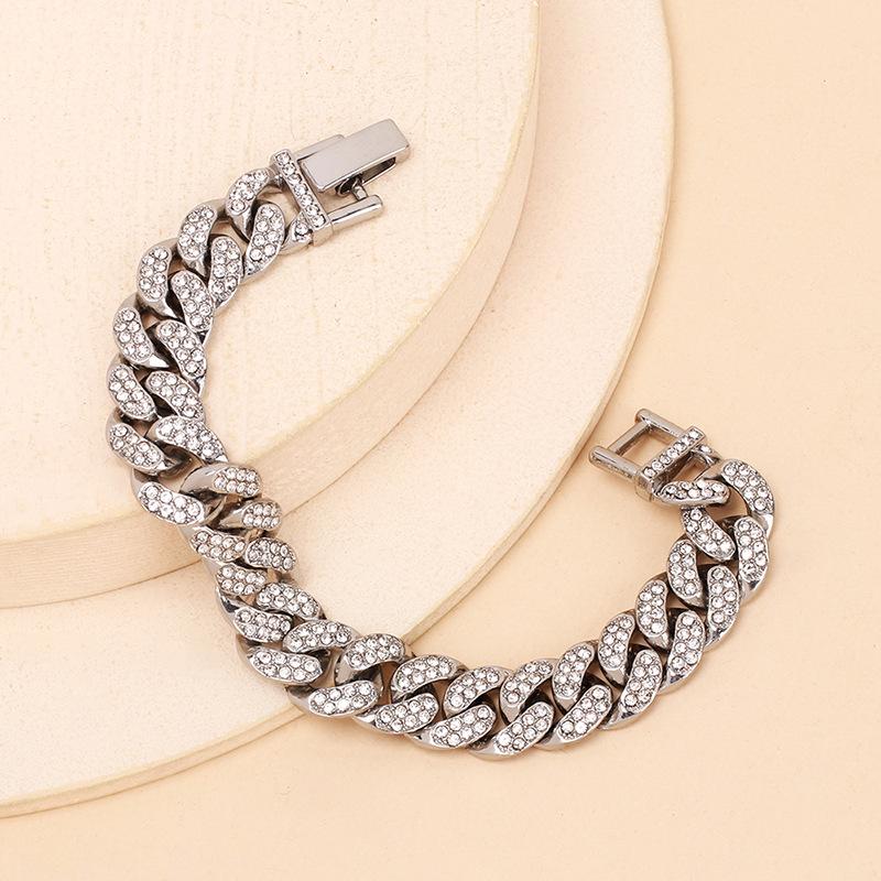 ins cold style hip hop light luxury rhinestone bracelet, new niche design fashion jewelry in Europe and America