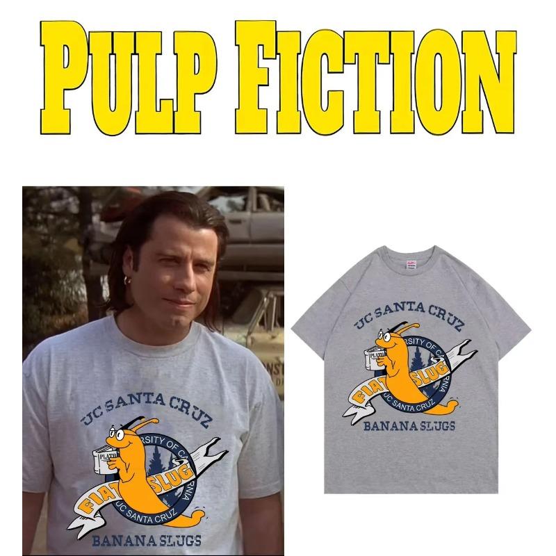 

Famous Quentin Tarantino Movie Pulp Fiction Jhon Travolta Banana Slugs Same Style Print T-shirt Men Casual Cotton100% T Shirts S разноцветный