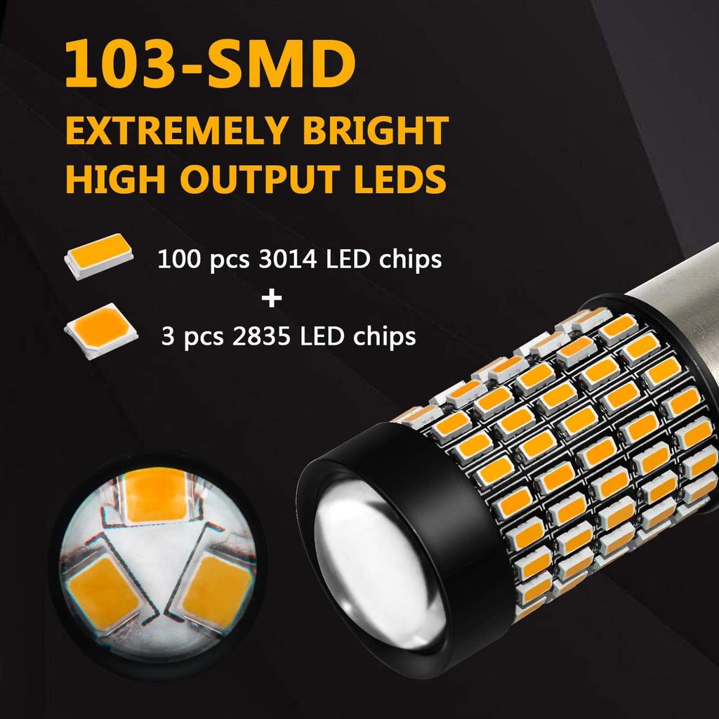 PHINLION 1156 LED Turn Signal Light Bulbs Super Bright 3014 103-SMD BA15S P21W 1156 7506 LED Bulb with Projector for Turn Signal Blinker Lights,