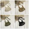 Net Pouch Yarn Woven Crossbody Bag Large Capacity Hollow Fishnet Bag Crochet Shoulder Pouch  Female
