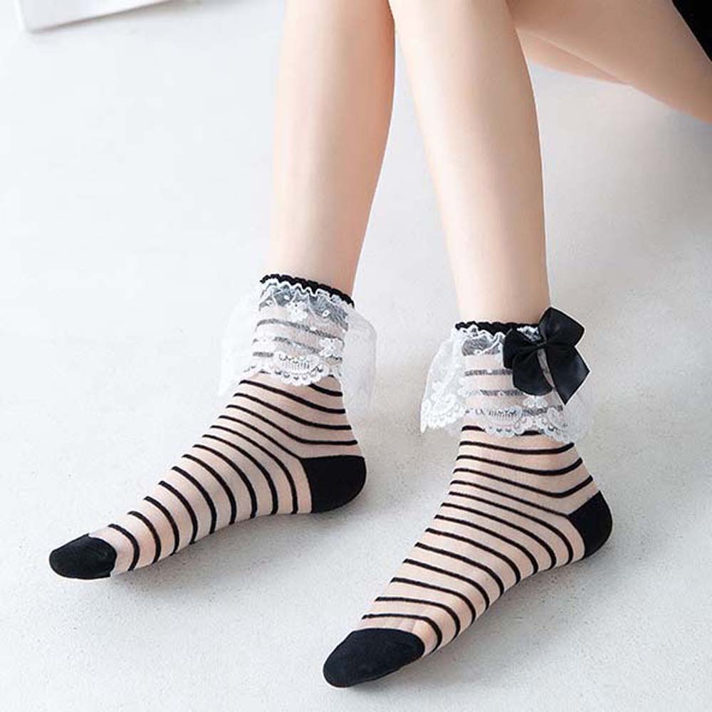 

Vertical Grain Nylon Transverse Pattern Summer Lace Hosiery Glass Silk Socks Middle Tube Socks Dots