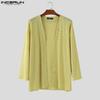 INCERUN Oversized Men Batwing Sleeve Open Front Texture Casual Kimono Cardigan Tops