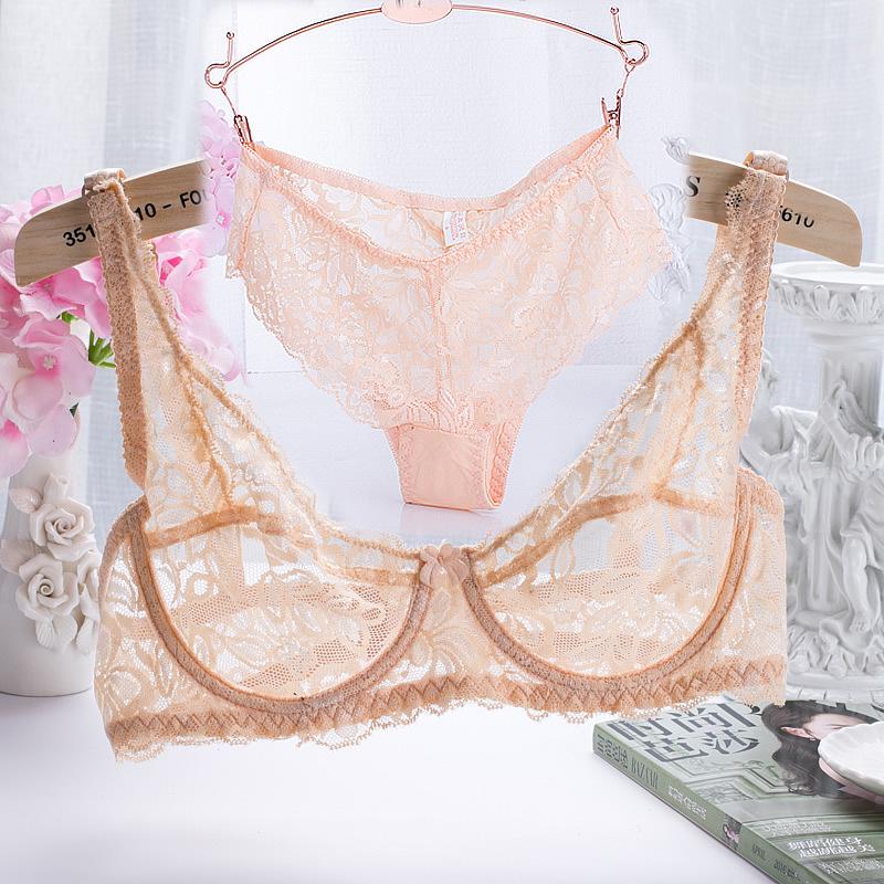 European Style Plus Size Ultra-Thin Lace Underwire Bra Set - Sexy, Transparent, Comfortable Sleepwear