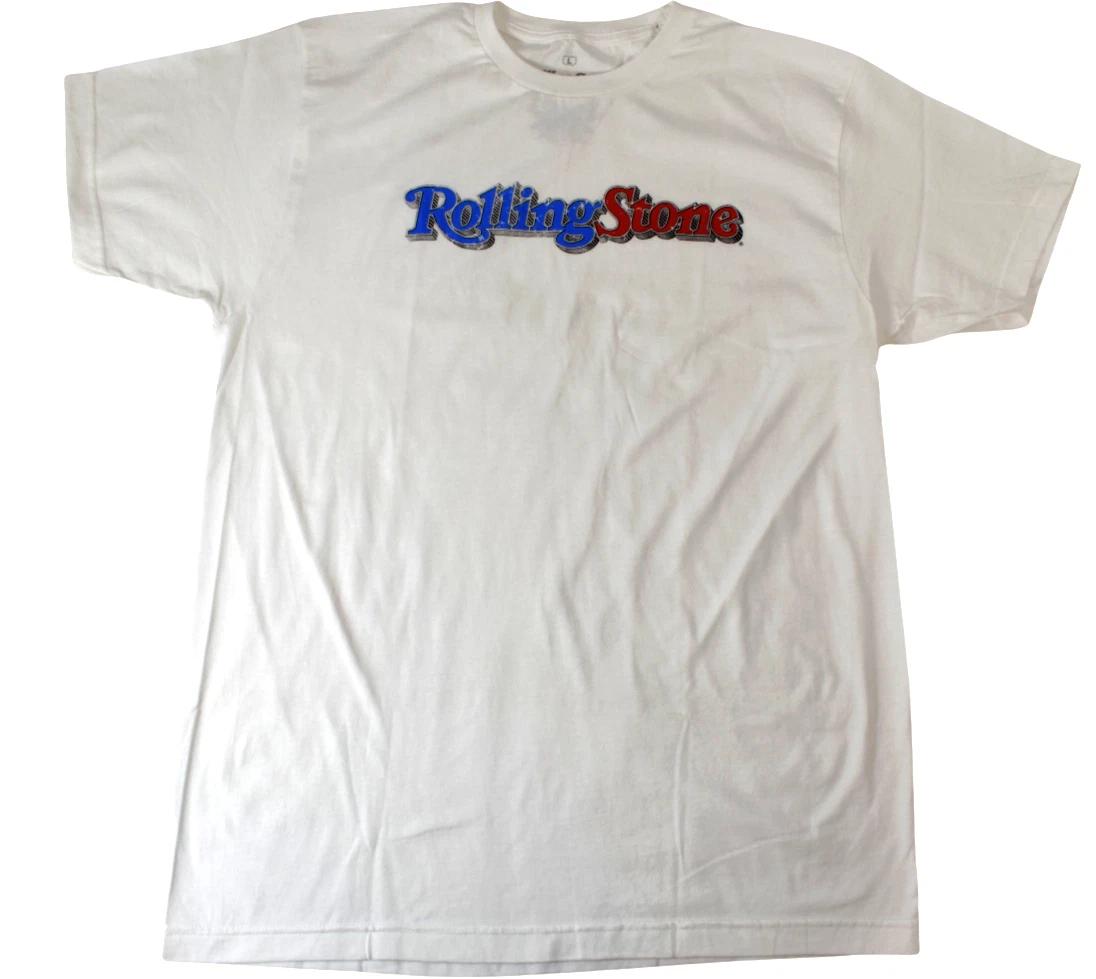 

Ripple Junction Mens Rolling Stone Blue & White Logo White Shirt New S S