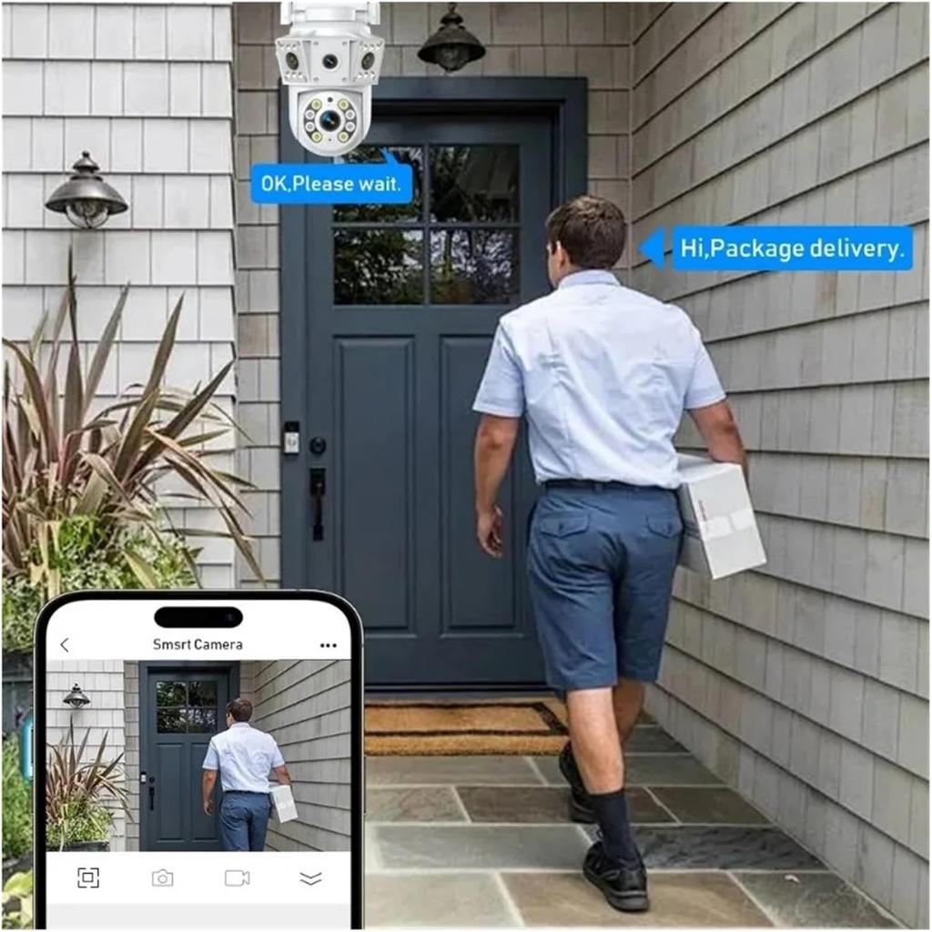 Dual Lens 6MP WiFi Security Camera, PTZ Wireless Home Security Camera,2.4/5GHz Wireless Camera, Video Surveillance for Home CCTV Security (NO Plug)