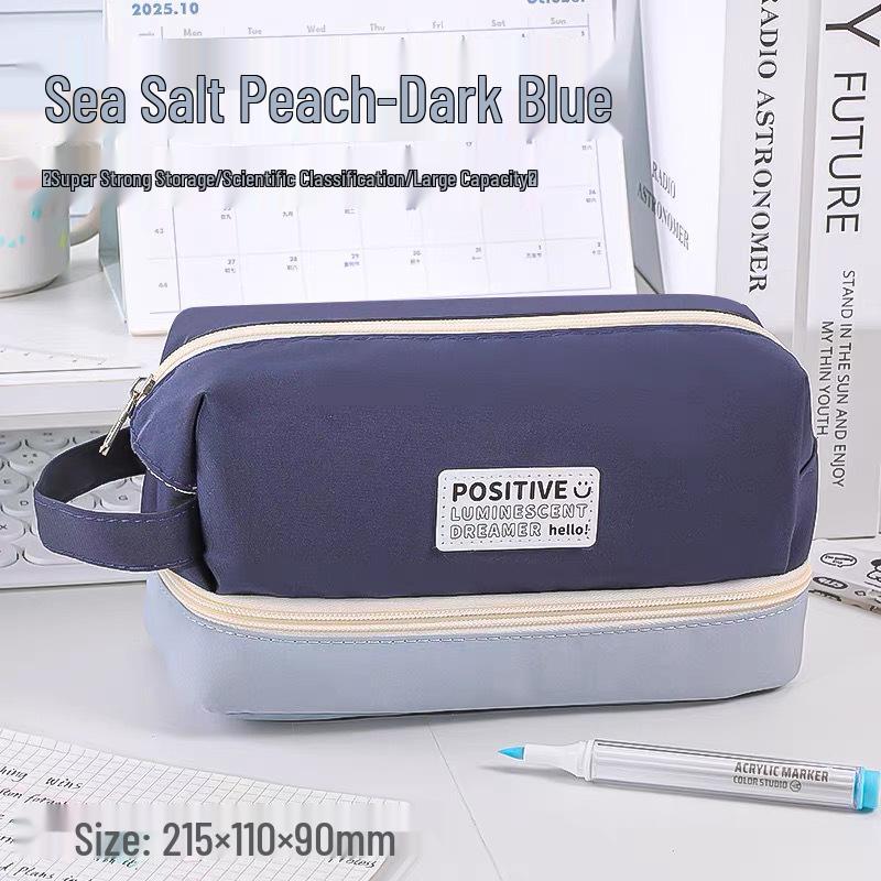 Blue Fruit Large Capacity Flip-Top Pencil Case 2026 - Japanese Style Student & Office Stationery Box