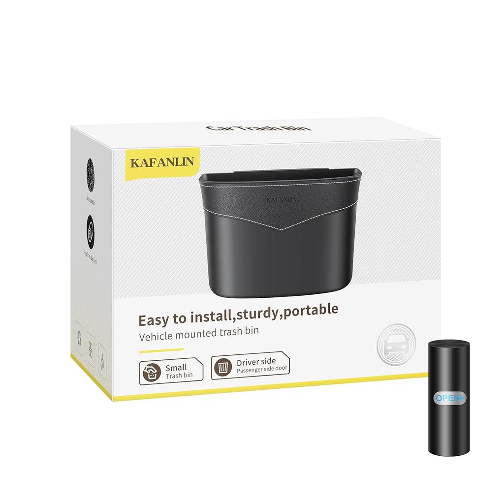 Car Trash Can Mini Trash Bin Garbage Organizer With Plastic Trash Bag Automotive Small Garbage Bin For Home Office Auto Vehicle Car Door Front Back