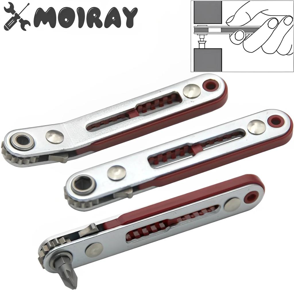 Elbow Head Mini Ratchet Wrench 90 Degree Offset Screwdriver Handle with Bit Set Dual Drive Head Ratchet Wrench Hand Tool
