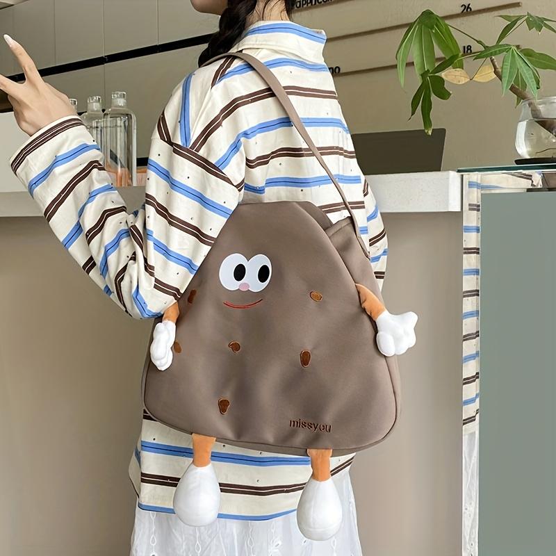Cute cartoon nylon crossbody/backpack, pastel design, durable daily bag as birthday gift for anime fans