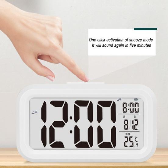 Digitaler Wecker Große LED-Anzeige Lautstärke einstellbar Touch-Snooze Datums- Temperaturanzeige Batteriebetrieben Heim Schlafzimmer Uhr