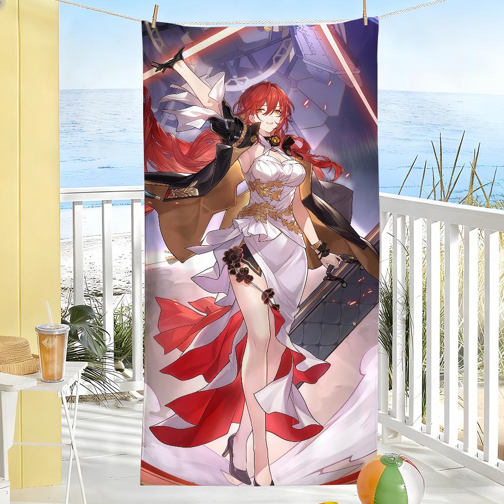 H-Himekos Game H-Honkais Star Rail Towel Sports Quick Dry Travel Camping Gear Sandproof Soft Light Large Beach Towel