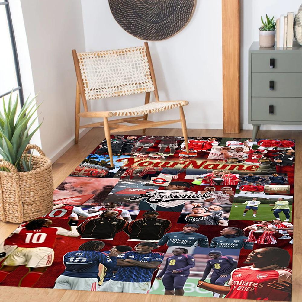 Arsenal Customizable Name Floor Rug Office Rug Suitable for Outdoor Dormitory Living Rooms Bedrooms Antislip Carpet Decorate Offices