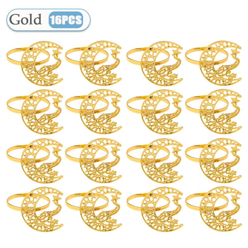Ramadan Festive Tableware Elegant Crescent Napkin Rings Metal Cut Out Design for Eid Mubarak Wedding Party Decorations Gift Idea