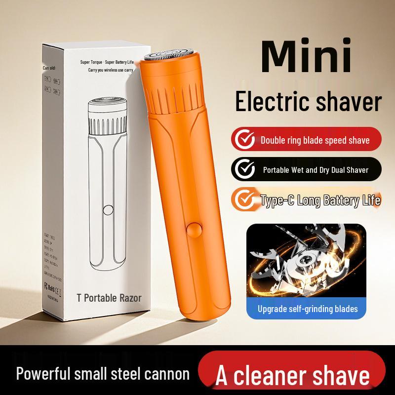 Men's Mini Portable Electric Shaver: Silent, Smart, Anti-Pinch Steel Razor for Travel