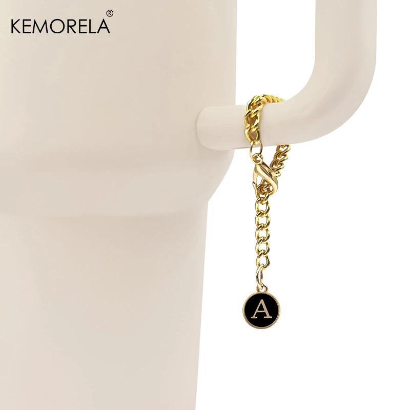 2PCS 26 Letters A To Z Charm Gold Chain Accessories for Ice Cream Tumblers 20 30 40 Oz Glass Tumblers with Handles