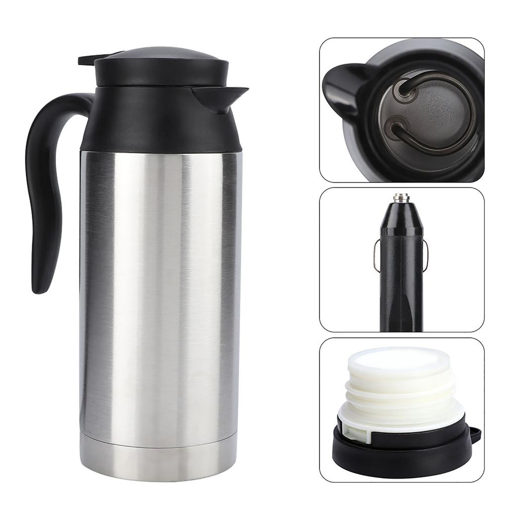 750ml Stainless Steel Car Electric Heating Mug Vehicle Drinking Cup Kettle for Travel (12V)