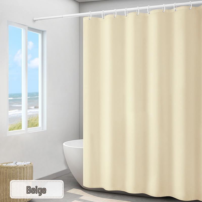 Thickened Waterproof Polyester Shower Curtain - Mildew-Proof Solid Color for Bathrooms and Hotels