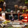 3x sada plastových kotlíků s cukrovými omáčkami a popcornem na halloweenské párty, černé plastové kotlíky