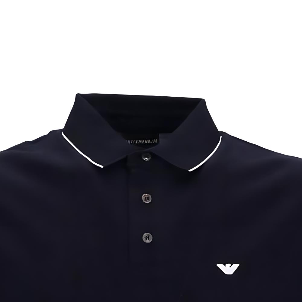 Emporio Armani SS23 Solid Color Logo Embroidered Short Sleeve Polo Shirt Men tops Navy-Blue 3R1F70-1JTKZ-09I8