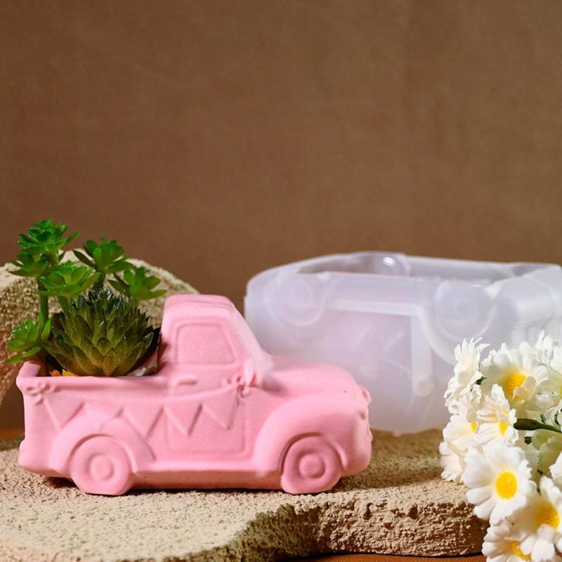 Unique Vehicle Shape Succulent Planter Retro Car Shape Silicone Mold For Succulent Planter And Candle Vessel DIY Crafts