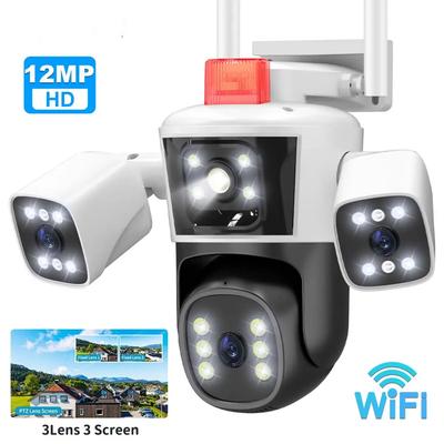 LS VISION EU 6K 12MP WiFi IP 3 Telecamera esterna Tre obiettivi Vista panoramica Telecamera IP PTZ Monitoraggio AI Protezione di sicurezza Video sorveglianza CCTV