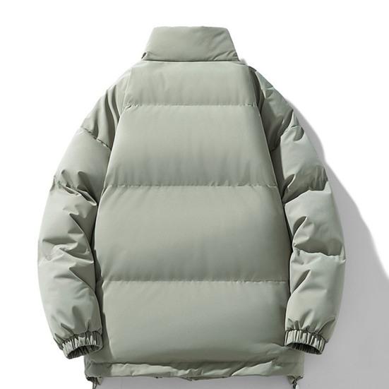 Vinter bomullsrock Ståkrage Långärmad Dragkedja Knappslå Pufferjacka Fickor Enfärgad Loose Fit Förtjockad Varma ytterkläder