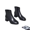 2025 Autumn/Winter Women's Square-Toe Ankle Boots - Chunky Heel, Genuine Leather, Fashionable, Versatile & Comfortable Warm Cotton Lining