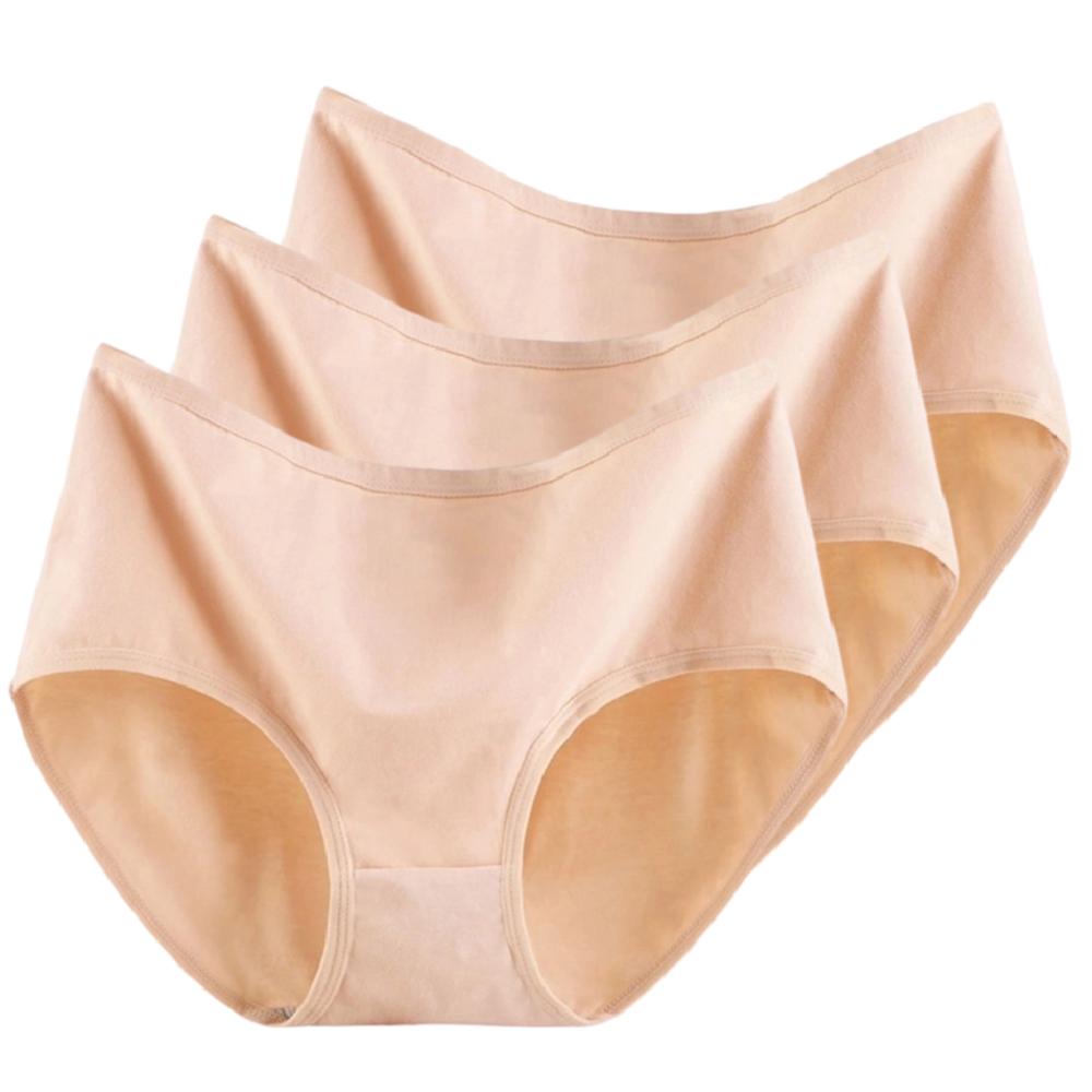 3pcs High Waist Women's Panties Women's Large Size Panties Solid Color High-waisted Triangle Pants Underwear Briefs