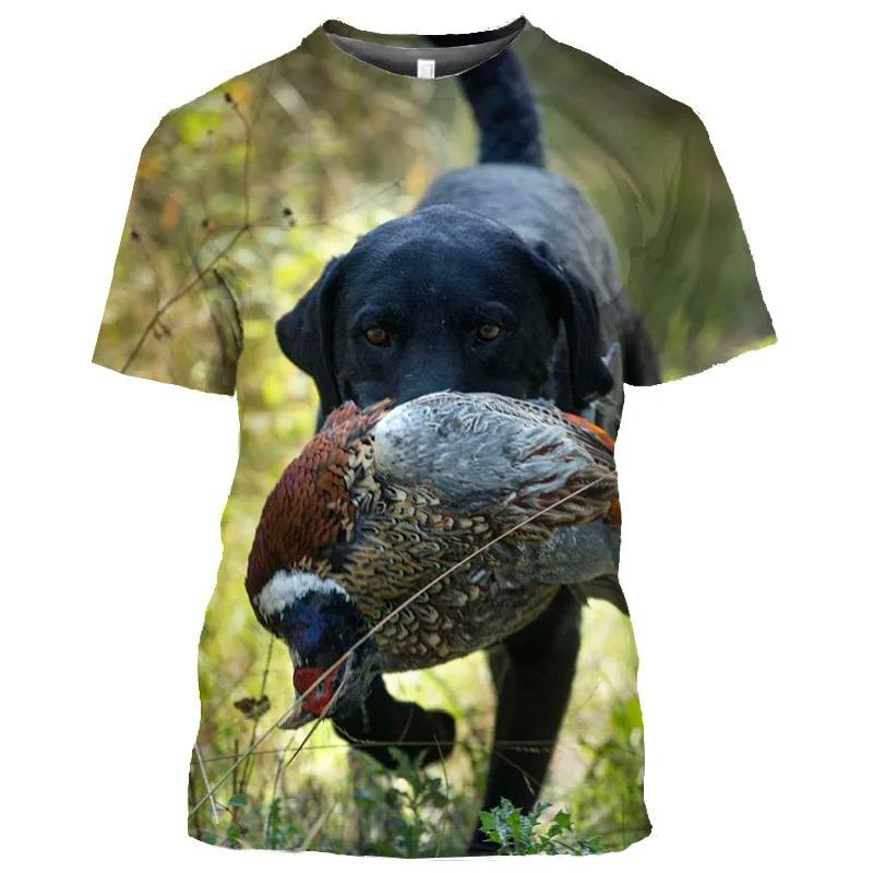 Duck Hunting Dog Pattern Men's T-shirt 3D Animal Print Short Sleeved Top Harajuku Style Comfortable Casual Streetwear