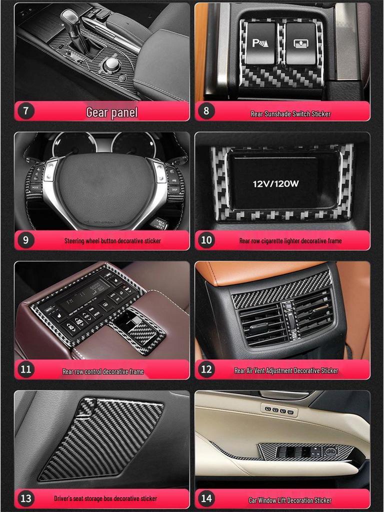 Carbon Fiber Interior Steering Wheel Left Button Trim for Lexus GS Models 2013-2019