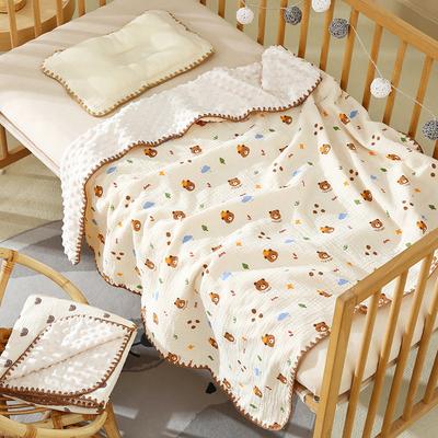 Newborn Quilt Spring And Autumn Thickened Bean Velvet Baby Comforting Quilt Cartoon Print Baby Swaddle Quilt