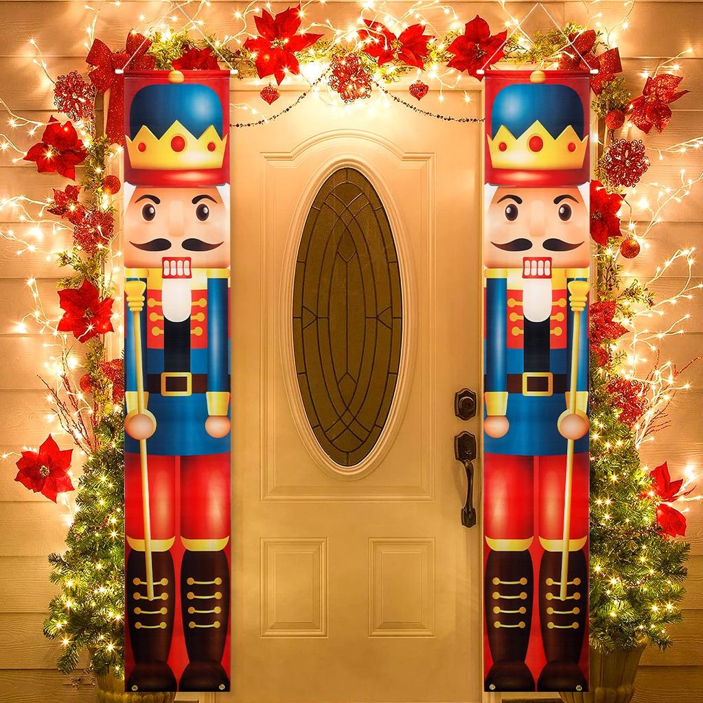 Nutcracker Soldier Door Banner Decor Christmas Decorations for Home 2026 Xmas Hanging Ornaments Navidad Noel Gift New Year 2026