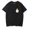 Healing Cute Pocket Cat Shiba Inu Pure Cotton Cartoon Printed Tshirt Summer New Unisexs and Unisexs Casual Loose Short Sleeve