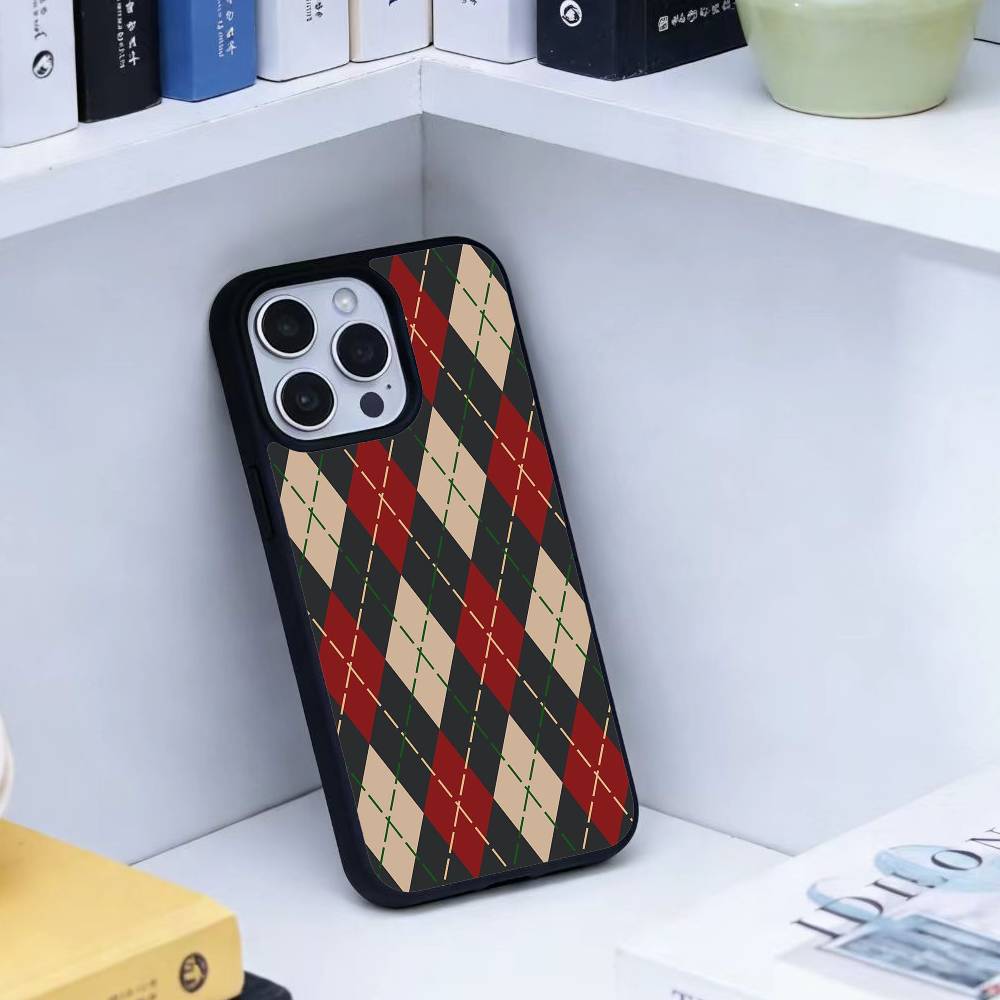 Burgundy White Stripe Phone Case For iPhone17,16,15,14,13 Plus,Pro Max Magnetic For Magsafe Wireless Charging
