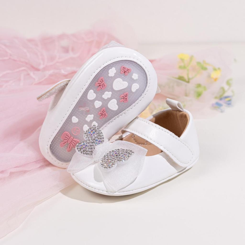 Chaussures de princesse pour bébé fille avec strass et nœud - Best-seller (0-1 an)