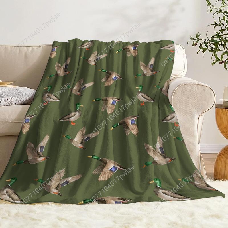 

Cozy Vintage Mallard Duck Print Flannel Blanket - Soft Warm Throw Naps Camping, Sofa Bedroom Dorm Couch Office Custom blankets 75cmx90cm