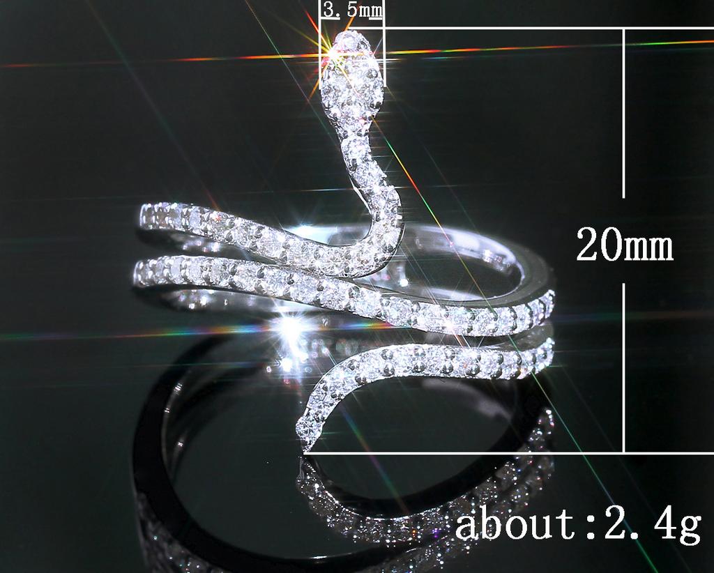 Sparkling Diamond Micro-Inlaid Zircon Women'S Snake Ring, Personalized Creative Ring Jewelry
