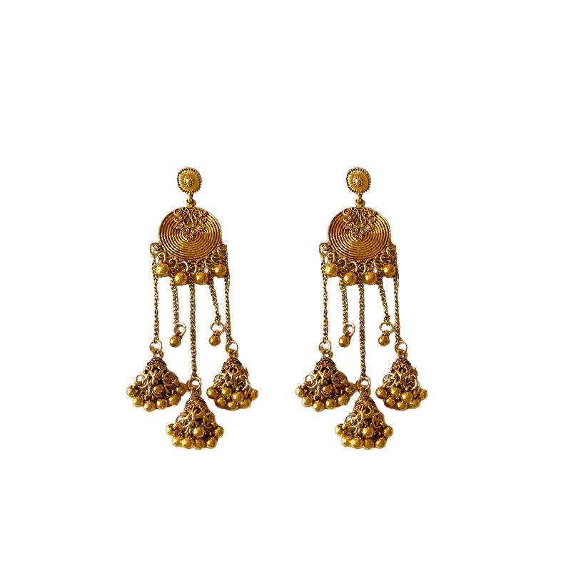 Silver Needle Ethnic Flower Tassel Earrings - Retro High-End Dangle Jewelry with Unique Personality