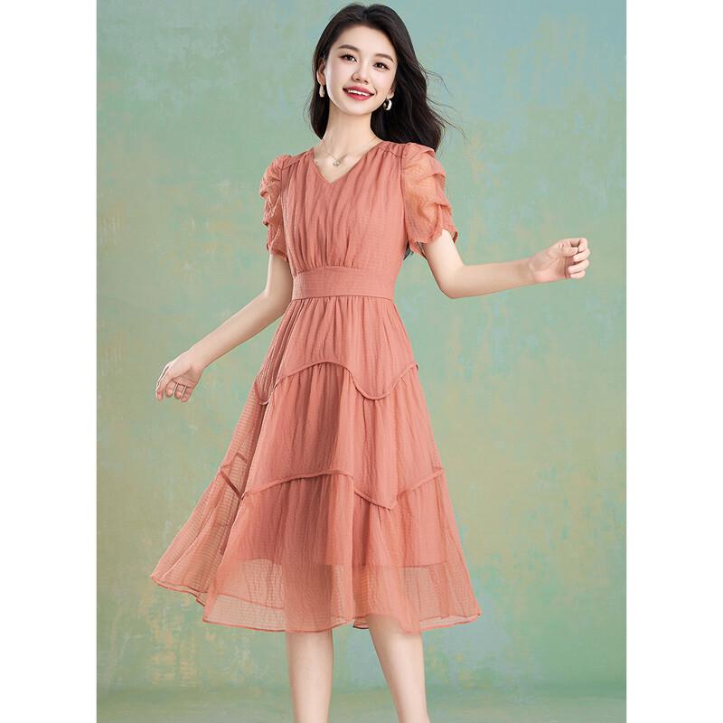 French Style Pleated V-Neck Midi Dress