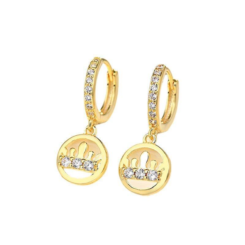 Crown Zircon Earrings for Women Light Luxury Style Short Tassel Earrings Earrings Earrings