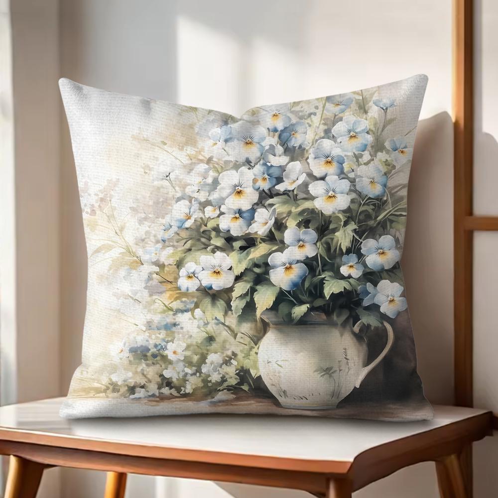 

Wild Flower Cushion Cover Natural Linen Organic Fabric DoubleSided Printing Couch Pillow Covers Home Decor 30x30cm