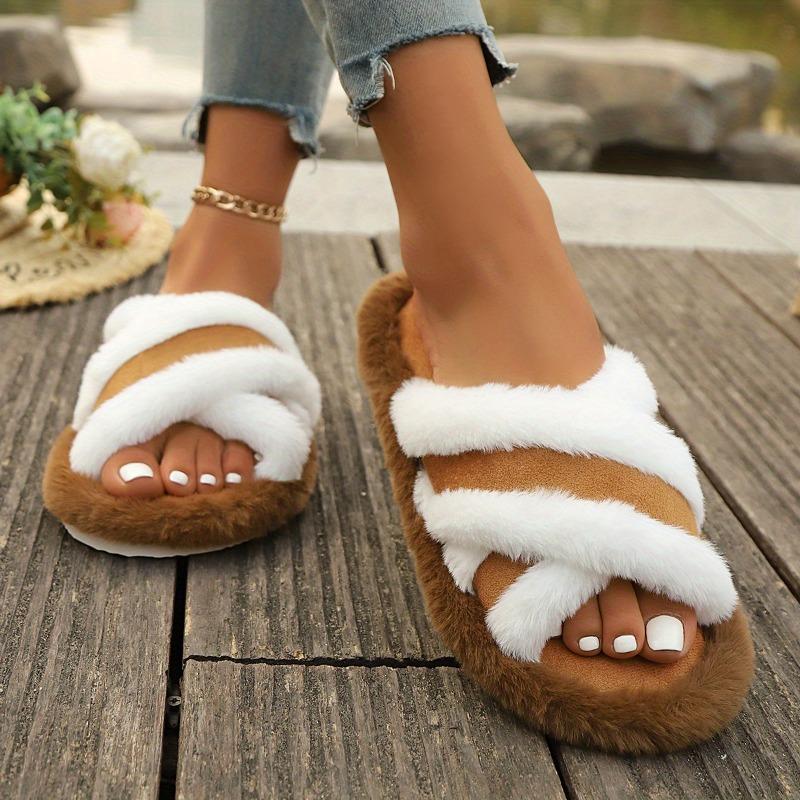 Ladies' Plush Indoor Slippers Comfortable and Warm Soft-bottom Fuzzy Shoes Home Floor Slippers