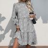 Autumn New Retro Loose Semi-turtleneck Leopard Print Dress