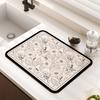 Kitchen Counter Drying Mat Floral Pattern Printed Diatomaceous Earth Absorbent Mat Desktop Tableware Dry Pad Cup Bar Mat