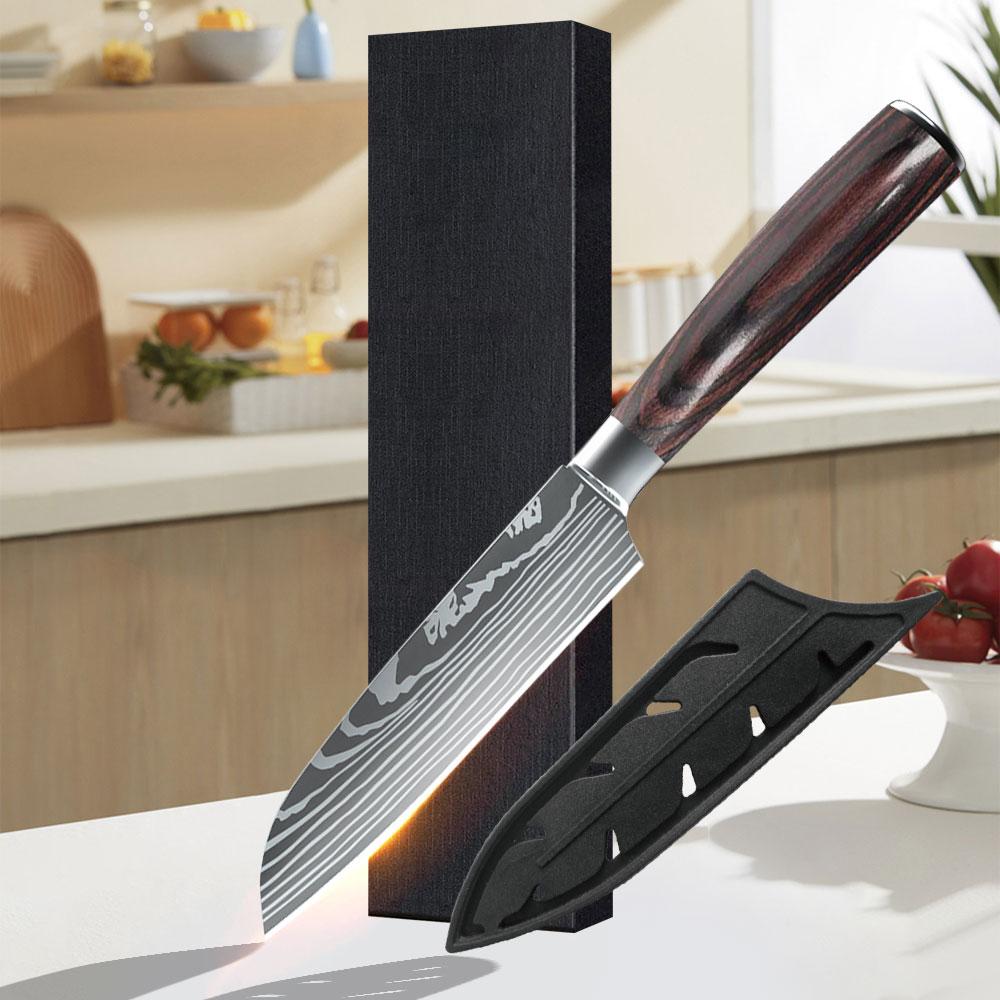 5inch Santoku Knife 7Cr17 Stainless Steel Meat Cleaver Japanese Professional Chef Knife for Cutting Fruit Vegetables Meat