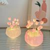 Night Light Artificial Tulip Flower Ornaments Handmade DIY Bedside LED Night Lamp Bedroom Desk Decor Birthday Gifts Table Lights