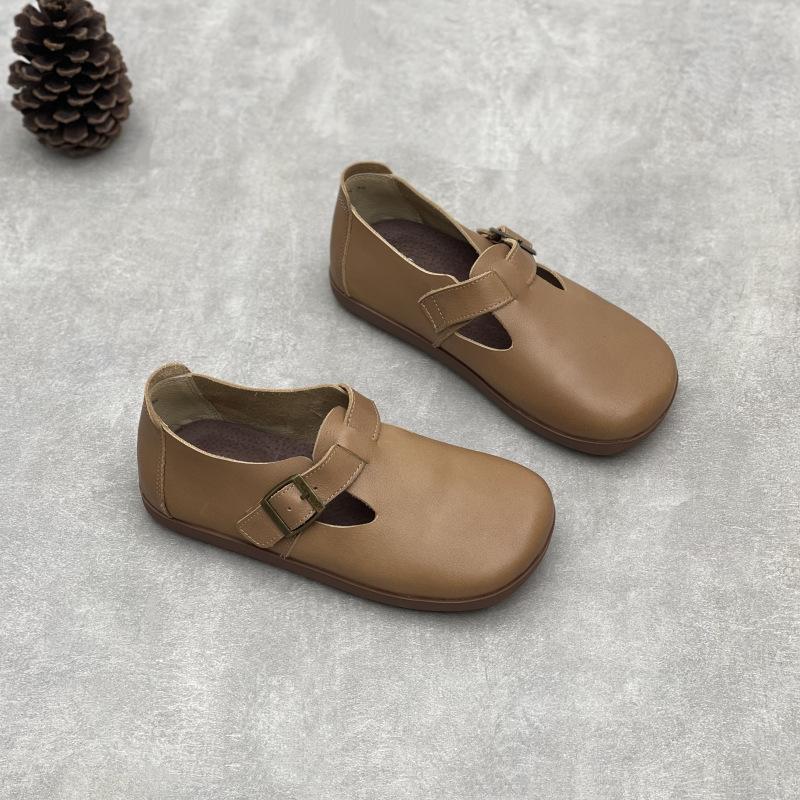 

Ретро Однопальцевые, На плоской подошве, С низким верхом, Повседневные и Универсальные Женские туфли из мягкой кожи 40 коричневый